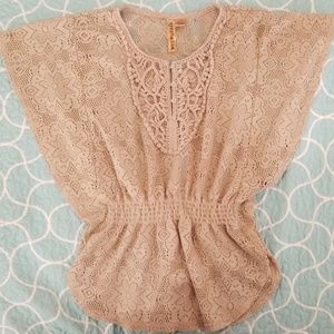 Beige batwing lace top
